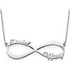 MyNameNecklace MYKA - Collana Infinito in Argento 925 personalizzabile con 2 nomi, regalo per fidanzata, amica o mamma, per lei, targhetta