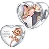NINGAN Personalized Photo Charms Birth Flower June Rose Beads Argento Sterling Personalizzare Immagine Cuore d'amore per le donne Bracciali e collane Regali per le ragazze