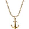 UNSHINEBAR Collana con ciondolo ad ancora per uomo e donna - Collana cubana da streetwear con ciondolo ad ancora in acciaio inossidabile e oro 18K - Collana impermeabile - Lunghezza regolabile da 50