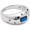 SINGULARU - Anello Charlotte Blu. Ottone avec Placcatura in rodio et Zirconia. Gioielli da donna. Taglia 56.