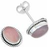 mantraroma orecchini a bottone in argento 925 con quarzo rosa e pietra preziosa rosa, orecchini in vero argento sterling da donna, regalo