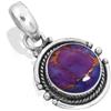Jeweloporium Turchese Viola Rame Collana con Rivestimento in Argento, Ciondolo in Argento .925 da Donna, Gioielli Artigianali con Pietra Grande Rotonda