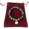 Generic Braccialetto di agata verde 19 cm elastico Unisex bracciale pietra regalo donna uomo unisex natale chakra