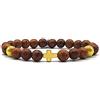 KARDINAL WEIST crocifisso oro legno perline bracciale, gioielli per donna e uomo, FEDE - AMORE - SPERANZA - №3 (M, Resase)