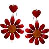 Handmade ORECCHINI MARGHERITE ROSSE CON GANCINI