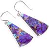 Handmade Orecchini pendenti con pietra viola fatta a mano in argento sterling 925 con pietra preziosa turchese naturale di rame viola per le donne