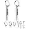 Hsumonre - Orecchini a cerchio in acciaio inox, in stile punk, con pendente con pallina, unisex, 1 paio e Acciaio inossidabile, colore: 1 paio di piume., cod. HSUEU18101103