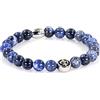 Generic Bracciale Sodalite Bracciale Bracciale Perline Blu Giglio Fiorentino Argento 8mm Acciaio Inossidabile