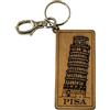 Etabeta Portachiavi rettangolare Città Italiane in Vera Pelle Conciata al Vegetale (Cuoio) - Portachiavi Auto Idea Regalo Made in Italy (Pisa_Torre Pendente)