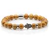 Generic Bracciale in pizzo di legno naturale Bracciale con perline Perline di pietra Fatima Anello in acciaio inossidabile da 8 mm con strass Donna Uomo (Anello di Fatima)