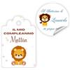Handmade Generico Cartellini e Adesivi Personalizzati Tema Leone - Decorazioni per Compleanno, Battesimo, Baby Shower - Etichette Bomboniere con Nome e Data - 10 Pezzi (ANM-09)