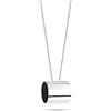 Handmade Collana Ciondolo Tubolare, Argento 925, Due Onice Nero, Catena a Maglia 42-47 cm, Made in Italy