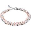 ParticolarModa Bracciale Donna nodini anelli intrecciati 6 mm 19-22 cm Argent/Rosa