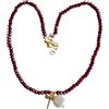 Generic Collana radice di rubino, perle naturali, libellula ottone, collana pietre vere, collana girocollo, collana ciondoli, collana italiana