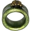 Generic Gioielli misti: anello decorativo per cerchietto, misura francese 63 o 10,5 US verde foglia metallizzato, ceramica smaltata