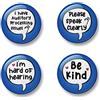 Generic APD Badge Set, 4 Badges, Badge Packs, 32mm, I have Auditory Processing Issues, Please speak clearly, I am hard of hearing, Be kind, APD Pack (Blue)