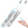 Wedhapy Set di spazzolini da viaggio 2 pezzi Set di spazzolini da viaggio kit di 3 in 1 con tubetto di dentifricio ricaricabile e custodia da spazzolino da denti portatile pieghevole