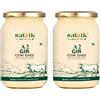 SATVIK PURE GHEE Ghee A2 Gir mucca 1 litro Churned from Vedic Bilona Method Bilona Ghee A2 mucca Desi Ghee (confezione da 2)