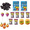 Zeus Party Mix caramelle e dolci HALLOWEEN 17 pz ( 2 confezioni di gomme scoppiettanti - 2 burger - 6 gomme dino eggs -1 confezione di carbone dolce-2 lecca lecca a forma di teschio - 4 zucchine di cioccolata )
