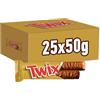 Twix, Barretta Snack con Biscotto Gustoso e Croccante Con Caramello Ricoperto di Cioccolato al Latte, 25 barrette x50g (1250g), Vecchia versione