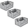 keeeper benno 3x contenitori pieghevoli professionali robusti con manici soft-touch, 45 l, Portata fino a 50 kg, Adatta per carrelli della spesa, 54 x 37 x 27,5 cm, Grigio (Nordic Grey)