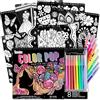 Fashion Angels Basic Fun Fashion Angels Color Pop Poster Set - 18 Poster da Colorare e 8 Pennarelli a Punta Pennello - Kit Artistico per Bambini dai 6 Anni in Su