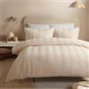 Serene Set copripiumino curvo in rilievo, 100% poliestere riciclato, matrimoniale 200x200 cm, naturale, motivo a onde strutturate, chiusura con bottoni