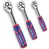 WORKPRO Set di 3 chiavi a cricchetto da 1/4, 3/8, 1/2 a sgancio rapido reversibile a 72 denti