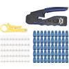 Lylithuif RJ45 Strumento di crimpatura Professionale Tutto in Ethernet Crimper Cutter Stripper per Cat5 Cat5e Cat6 Cat6A Connettore Passante Acciaio al Carbonio ABS 50 pz Connettori