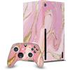 Head Case Designs Rosa E Oro Marmo Pacchetto Console Da Gioco Wrap E Pelle Per Controller Compatibile con Xbox Series X