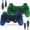 Burcica Controller Wireless per PS3 Playstation 3 Dual Shock, Gaming Gamepad Joystick Telecomando per PS3 a 6 assi con cavo di ricarica (trasparente, verde e blu trasparente)
