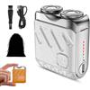 Ruileyou R-12 Rasoio elettrico portatile a doppio anello rotante, Mini rasoio elettrico portatile, Uso asciutto e bagnato, Rasoio tascabile impermeabile ricaricabile tramite USB (White)