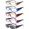 Eyekepper 5-Paia Occhiali da Lettura Rettangolare Cerniera a Molla Colori Misti Include uno Lenti Grigio per Sole Donne Diottria +2.00