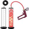 Generico Pompa Pene Manuale Sex Toy per Uomo con Impugnatura in Nylon e Manometro Estensore Pene Penis Pump Vuoto per Erezione Maschile(Red,12 x 3.0 inch)