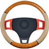 Generico Coprivolante - Pelle Con Venature Del Legno, Impugnatura Antiscivolo Traspirante, Manicotto Per Maniglia Automatica Universale Da 37-38 Cm, Arredamento Interno Per Tutte Le Stagioni | Copriruota