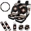 Horeset Set completo di coprisedili per auto, motivo tribale azteco occidentale, set completo di cuscini con coprivolante, imbottitura per cintura di sicurezza, sottobicchiere per tazza per auto,