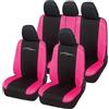 Rebeca Shop Coprisedili per auto universali - Racing LS01 - schienali posteriori con 2 zip - airbag compatibili, 210 Gabardine (Nero/Fucsia, Posteriori in tinta con anteriori)
