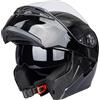 Oubaiya Casco per motociclette a viso pieno, coperchio ribaltabile, casco modulare per motociclette con doppi parasole, per uomini e donne adulti approvato dalla ECE (Nero Brillante, XXL)