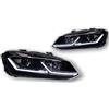 TjOta Gruppo Ottico Anteriore Per VW Per Polo Fari A LED 2011-2018 Fari Per DRL Indicatori Di Direzione Abbaglianti Angel Eye Proiettore Lente Lampada Frontale Faro Fanale Proiettore(Left-Hand Drive Car,Red