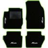 QUEMAR Tappetini Auto compatibili con Ford Fiesta MkVI 6 serie 2008-2017/Kit Tappeti Moquette e Gomma su Misura (Set 2 Anteriori + 2 Poster.)/Ricami e Colori Personalizzati (4 Ricami, Bordo V.Acido)