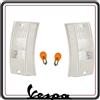 GSC RICAMBI SRL KIT COPPIA DUE GEMMA GEMME PLASTICA VETRINO FRECCIA FRECCE ANTERIORI BIANCHE COMPLETE DI LAMPADINE PER VESPA PX 125 150 200 - VESPA ARCOBALENO