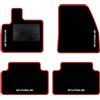 QUEMAR Tappetini Auto per Range Rover Evoque II, Bordo Rosso, 4 Ricami | dal 2019 / Kit Tappeti Moquette e Gomma su Misura / Set 2 Anteriori + 2 Posteriori / Ricami e Colori Personalizzati