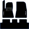 QUEMAR Tappetini Auto compatibili con Tesla Model 3 dal 2017 anche Highland/Kit Tappeti Moquette e Gomma su Misura (Set 2 Anter.+1 Poster.)/Ricami e Colori Personalizzati (Bordo Blu, 2 Ricami)