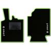 QUEMAR Tappetini Auto compatibili con Smart Fortwo W451 2007-2014 / Kit Tappeti in Moquette e Gomma su Misura (Set 2 Anteriori) / Ricami e Colori Personalizzati (2 Loghi+Ricami, Bordo V.Acido)