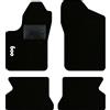 QUEMAR Kit Tappetini Auto per Fiat 600 1998-2010, Bordo Nero, 1 Ricamo