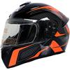 RUTXE Casco integrale per moto Caschi per scooter con 3 opzioni di lenti DOT Casco turistico per moto Caschi per uomini & donne Pendolarismo quotidiano (Pista nera arancione) (A,53~54cm S)