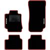 QUEMAR Tappetini Auto compatibili con Alfa Romeo Giulia dal 2016 / Kit Tappeti Moquette e Gomma su Misura (Set 2 Anteriori + 2 Posteriori) / Ricami e Colori Personalizzati (Bordo Rosso, 2 Ricami)