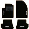 QUEMAR Tappetini Auto per Ford Fiesta MkV 5, Bordo Beige, 4 Ricami | 2002-2008 / 5 serie / Kit Tappeti Moquette e Gomma su Misura / Set 2 Anteriori + 2 Poster./ Ricami e Colori Personalizzati