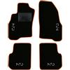 QUEMAR Tappetini Auto compatibili con Alfa Romeo Mito dal 2008 / Kit Tappeti in Moquette e Gomma su Misura (Set 2 Anteriori + 2 Posteriori) / Ricami e Colori Personalizzati (Bordo Arancio, 4 Ricami)