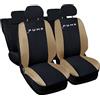 Auto Accessori Lupex Shop Copri-sedili Auto Compatibili Puma | Made In Italy | Set Coprisedili Anteriori e Posteriori | Logo Ricamato | Airbag Compatibile | Interni (Nero/Beige)